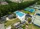 Aerial view of a pool and tennis courts at 1110 Links Rd., Myrtle Beach, SC 29575