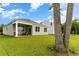 Backyard features a covered porch with outdoor seating on a lush green lawn, perfect for relaxing or entertaining at 140 Leyland Cypress Dr, Conway, SC 29527