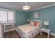 Cozy bedroom features a patterned quilt, wooden floors and a bright light at 201 N 76Th Ave. N # B-2, Myrtle Beach, SC 29572