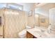 Clean bathroom featuring shower/tub combo, updated vanity, and neutral tones at 263 Burchwood Ln., Myrtle Beach, SC 29588