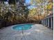 Inviting pool with silver rails and a brick surround sits among lush green trees at 270 Georgetown Dr., Pawleys Island, SC 29585