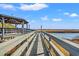 Dock features a wooden walkway overlooking tranquil marsh views under a blue sky at 3567 Marion Ln., Murrells Inlet, SC 29576
