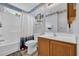 Nautical-themed bathroom features a shower-tub combo with a single vanity at 378 Thistle Ln., Myrtle Beach, SC 29579