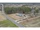 Overhead view of the property and neighboring land with dense wooded acreage at 4612 Red Bluff Rd., Loris, SC 29569