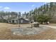 Exterior view of home showing the backyard with a stone patio and a well at 4612 Red Bluff Rd., Loris, SC 29569