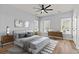 Bedroom featuring neutral walls, two windows, and a ceiling fan at 6606 Wildwood Trail # D, Myrtle Beach, SC 29572