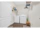 Well-organized laundry room with modern washer, dryer, and shelving at 224 Cupola Dr., Longs, SC 29568