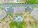 Spectacular overhead view of the community, highlighting the pool area, landscaping, parking, and nearby buildings at 4161 Hibiscus Dr. # 201, Little River, SC 29566