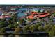 Aerial view of an entertainment district featuring shops, restaurants, and attractions around a central waterway at 5052 Riverton Ct, Myrtle Beach, SC 29579