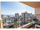 Balcony view overlooking the city buildings and ocean at 7509 N Ocean Blvd. # 1203, Myrtle Beach, SC 29572