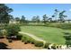 Expansive view of the lush green golf course with mature trees and a walking path at 1221 Tidewater Dr. # 2821, North Myrtle Beach, SC 29582