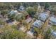 Aerial view of a single-Gathering home nestled among lush trees in a quiet neighborhood at 170 Minnow Dr., Pawleys Island, SC 29585