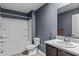 Neutral bathroom with a white tub and shower combination, modern sink vanity, and toilet at 224 Pine Forest Dr., Conway, SC 29526