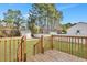 Wooden deck and well-maintained yard with privacy fence and storage shed at 308 Stone Throw Dr., Murrells Inlet, SC 29576