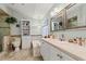 Bright bathroom featuring double sinks, a soaking tub and a tiled shower with glass enclosure at 3103 Robyn Ct., Little River, SC 29566