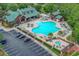 This aerial view shows the community pool and surrounding recreation areas at 3507 Club Course Dr., North Myrtle Beach, SC 29582