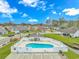 Community pool surrounded by a white fence and chairs on a sunny day at 401 Oak Crest Circle, Longs, SC 29568