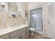 Bathroom featuring a vanity, toilet, and a frosted glass shower at 4413 Bed Straw Ct., Murrells Inlet, SC 29576