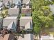 Aerial view of residential neighborhood displaying various roof styles and mature trees at 705 11Th Ave. S, North Myrtle Beach, SC 29582