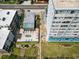 Aerial view of pool and boardwalk access to oceanfront condo building with spacious balconies at 1709 S Ocean Blvd. # 411, North Myrtle Beach, SC 29582