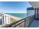 Balcony overlooks a beach view at 2001 S Ocean Blvd. # 405, Myrtle Beach, SC 29577