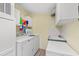 Functional laundry room equipped with a washer, dryer, and utility sink at 287 Kanawha Trail, Longs, SC 29568