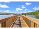 Scenic view of the community dock overlooking a serene lake surrounded by lush greenery, perfect for enjoying waterfront living at 3000 Chesterwood Ct., Myrtle Beach, SC 29579