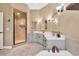 Bathroom featuring a separate shower and double sinks at 602 Sea Vista Ln., North Myrtle Beach, SC 29582