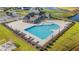 Aerial shot of the community pool featuring lounge chairs and a zero entry for easy access at 641 Indigo Bay Circle, Myrtle Beach, SC 29579