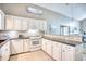 White cabinets, tile flooring and dark countertops provide contrast in this cozy kitchen space at 2402 N Ocean Blvd., North Myrtle Beach, SC 29582