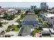 An aerial view shows the roof and layout of the neighborhood with views of the beach at 317 23Rd Ave. N, North Myrtle Beach, SC 29582