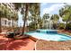 Beautiful water feature with sculpted dolphins adding a serene touch in a tropical landscaped setting at 4800 S Ocean Blvd. # 1514, North Myrtle Beach, SC 29582