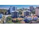 Aerial view of resort buildings with ocean and beach in background on sunny day at 7603 N Ocean Blvd. # 4E, Myrtle Beach, SC 29572