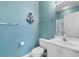 Bathroom featuring blue walls, white fixtures, and shower/bath with curtain at 1529 Lanterns Rest Dr. # 201, Myrtle Beach, SC 29579