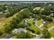 Panoramic aerial view of the neighborhood featuring houses nestled among lush trees and a golf course at 2264 Wedgefield Rd., Georgetown, SC 29440