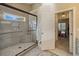 Modern bathroom boasting a glass-enclosed shower with built-in shelving at 2264 Wedgefield Rd., Georgetown, SC 29440