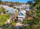 Aerial view of a colorful residential community with well-maintained homes and lush landscaping at 301 Lumbee Circle, Pawleys Island, SC 29585