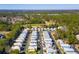 Aerial view of colorful homes in a neighborhood surrounded by lush green forest at 301 Lumbee Circle, Pawleys Island, SC 29585