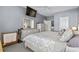 Cozy bedroom with calming blue walls, a ceiling fan, and comfortable furnishings at 118 Gully Branch Ln. # 3, Myrtle Beach, SC 29572