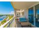 Relaxing balcony with comfortable seating offering great views of the waterway, and beautiful clear skies at 2151 Bridge View Ct. # 2-902, North Myrtle Beach, SC 29582