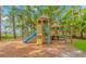 Charming playground with swings and slides nestled among mature trees for shade and fun outdoor activity at 2166 Marion Circle, Little River, SC 29566
