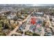 Aerial view of townhomes near the beach, with a community pool and ample parking at 6312 Wedgewood St. # F, Myrtle Beach, SC 29572