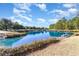 Scenic pond with clear blue water, surrounded by trees, offering a serene community space at 1155 Harvester Circle # 1155, Myrtle Beach, SC 29579