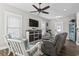 Comfortable living room featuring cozy seating, a ceiling fan, and a mounted television at 119 Sunset Dr., Murrells Inlet, SC 29576