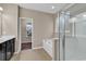 Bathroom featuring a glass enclosed shower and soaking tub at 1616 Deltura Dr., Myrtle Beach, SC 29588