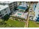 Aerial view of the complex, showcasing the pool, sun deck, and access to the beach at 1709 S Ocean Blvd. # 510, North Myrtle Beach, SC 29582