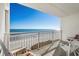 Enjoy ocean views from this inviting outdoor balcony with comfortable seating at 1709 S Ocean Blvd. # 510, North Myrtle Beach, SC 29582