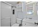 Well-lit bathroom featuring a glass-enclosed shower, modern vanity, and a stylish mirror for added elegance at 1709 S Ocean Blvd. # 510, North Myrtle Beach, SC 29582