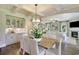 Open-concept dining area showcases coffered ceilings, decorative lighting, and seamless flow into the living room and kitchen at 4060 Bucolic Loop, Myrtle Beach, SC 29588