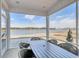 A screened porch with seating offers relaxing views of the lake at 5000 Neverland Ct, Myrtle Beach, SC 29588